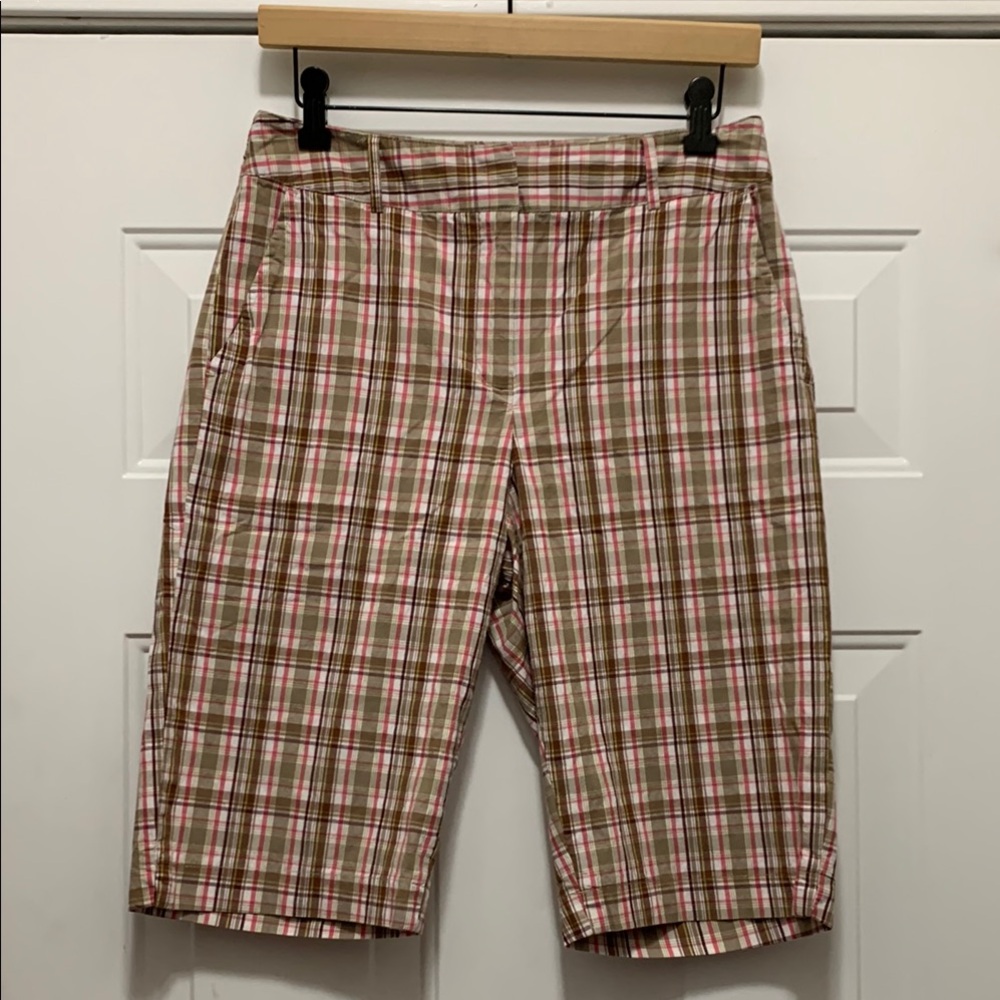 Briggs New York Cotton Plaid Brown and Pink Shorts - Size 8